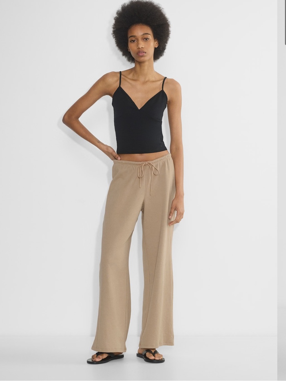 Aritzia Sunday Best Waffle Knit Drawstring Pants - Camel
